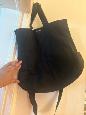 Black Kids Tote Bag with Front Pockets
